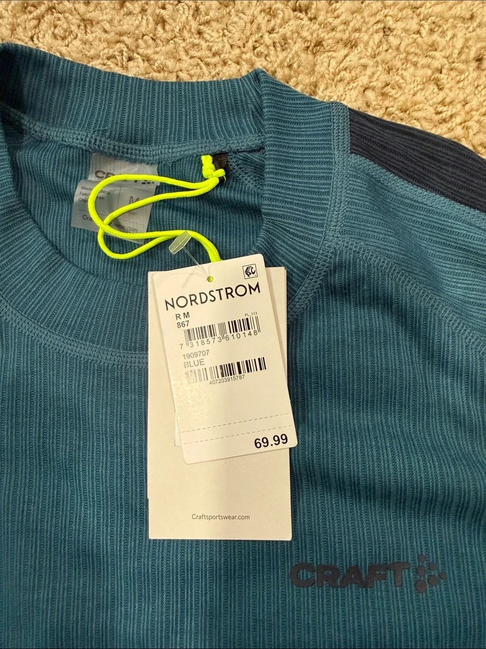 Craft Core Dry Baselayer Set Men’s Medium NWT | Blaze | Recycled Polyester Therm